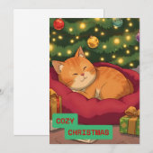 Gezellig kerstfeest met een Schattigee kat Feestdagenkaart (Voorkant / Achterkant)