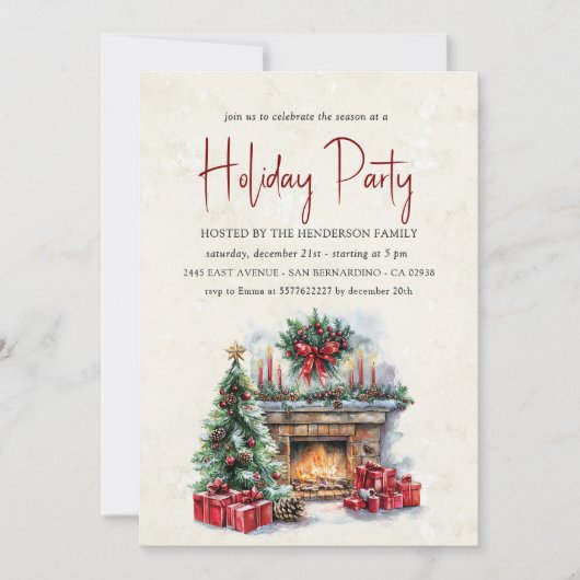 Gezellig kerstfeest met open haard kaart (Voorkant)