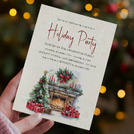 Gezellig kerstfeest met open haard kaart