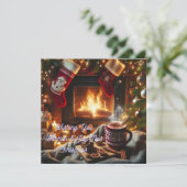 Gezellig kerstgenot gepersonaliseerd feestdagenkaart (Staand voorkant)