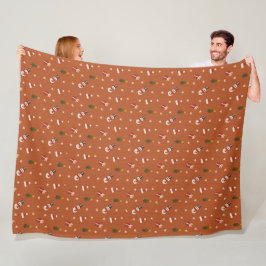 Gezellig Kerstpatroon | Sneeuwman, Cadeaus & Bomen Fleece Deken
