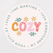 Gezellig kerstvakantie retour adres labels (Design 1)