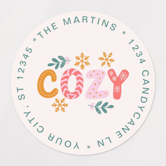 Gezellig kerstvakantie retour adres labels (Design 1)
