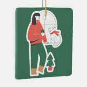 Gezellig kerstversiering met meisje keramisch ornament (Rechts)