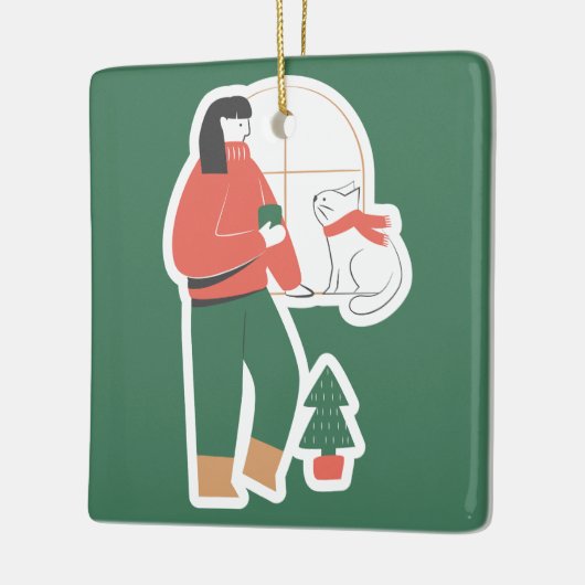 Gezellig kerstversiering met meisje keramisch ornament (Links)