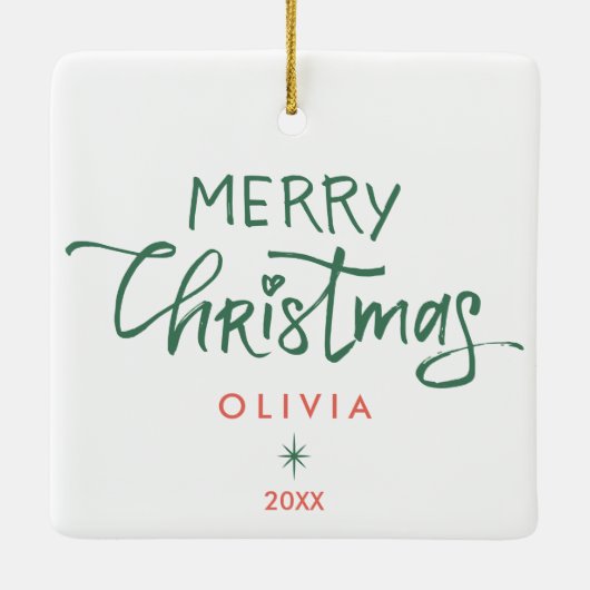 Gezellig kerstversiering met meisje keramisch ornament (Achterkant)