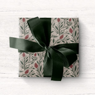Gezellig klassiek bloemenkerstpatroon cadeaupapier