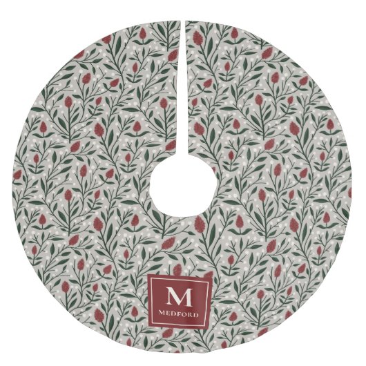 Gezellig klassiek bloemig kerstpatroon monogram kerstboom rok (Voorkant)