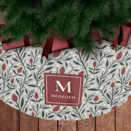Gezellig klassiek bloemig kerstpatroon monogram kerstboom rok