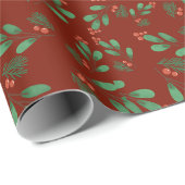 Gezellig Klassiek Rood & Groen Bloemen Kerstpatroo Cadeaupapier (Rol Hoek)