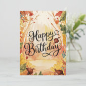 Gezellig Kleurrijk Bos Herfst Herfst Happy Birthda Kaart (Staand voorkant)