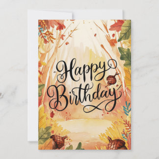 Gezellig Kleurrijk Bos Herfst Herfst Happy Birthda Kaart