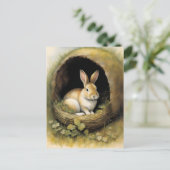 Gezellig konijn in zijn hol briefkaart (Staand voorkant)