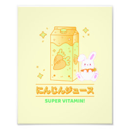 GEZELLIG KONIJNTJE MET WORTELSAP FOTO AFDRUK