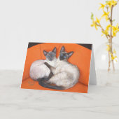 Gezellig koppel Siamese kat Kaart (Gele Bloem)