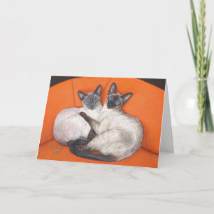 Gezellig koppel Siamese kat Kaart