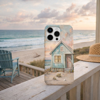 Gezellig kusthuis strandhuis watercolor iPhone 16 pro max hoesje