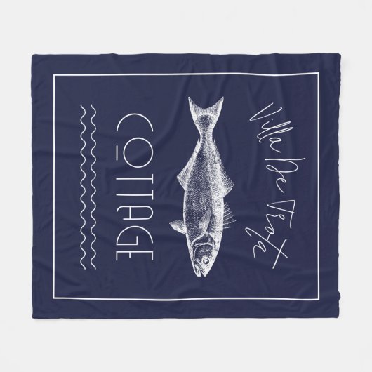 Gezellig Lake House Donkerblauw Fleece Deken (Voorkant (Horizontaal))