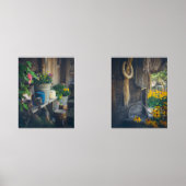 Gezellig landelijk huisje veranda versierd met blo muurkunst sets (Voorkant)