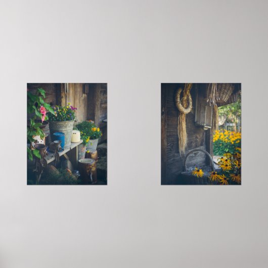 Gezellig landelijk huisje veranda versierd met blo muurkunst sets (Voorkant)