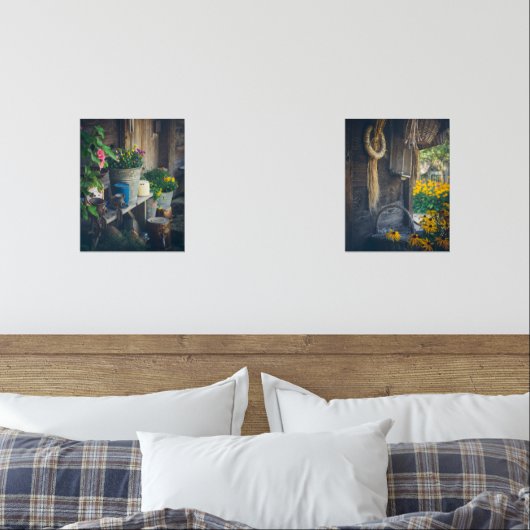 Gezellig landelijk huisje veranda versierd met blo muurkunst sets (Slaapkamer)