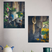 Gezellig landelijk huisje veranda versierd met blo muurkunst sets