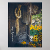 Gezellig landhuis met gele bloemen poster (Voorkant)