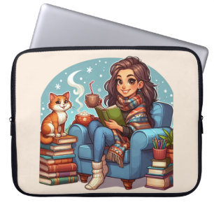 Gezellig Lezen Meisje Laptop Sleeve