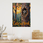 Gezellig maar wild: Raccoon's Close-Up Poster (Keuken)