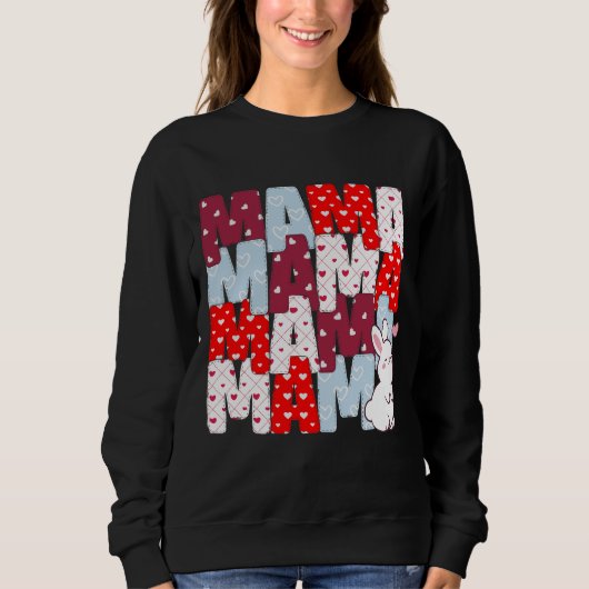 Gezellig "MAMA" Bunny Stack Sweatshirt voor Moms (Voorkant)