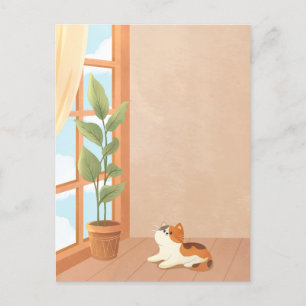 Gezellig minimalistisch kattenhuis briefkaart