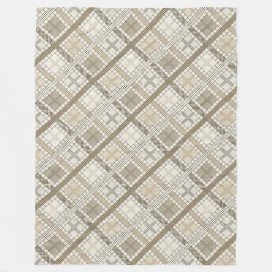 Gezellig modern pastel neutraal geometrisch ivoor  fleece deken (Voorkant)