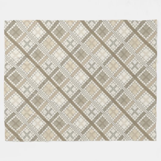 Gezellig modern pastel neutraal geometrisch ivoor  fleece deken (Voorkant (Horizontaal))