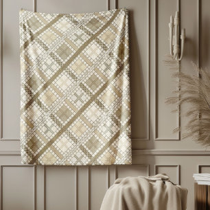 Gezellig modern pastel neutraal geometrisch ivoor fleece deken