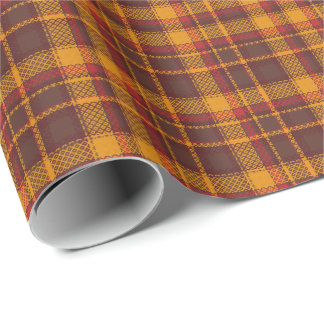 Gezellig Mosterdgeel en Roestbruin Tartan Design Cadeaupapier