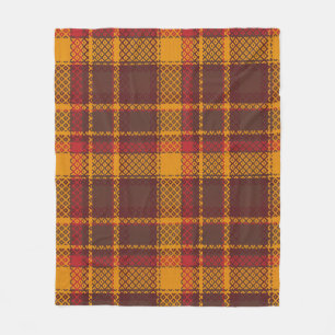 Gezellig Mosterdgeel en Roestbruin Tartan Design Fleece Deken