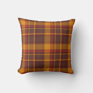 Gezellig Mosterdgeel en Roestbruin Tartan Design Kussen
