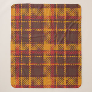 Gezellig Mosterdgeel en Roestbruin Tartan Design Sherpa Deken