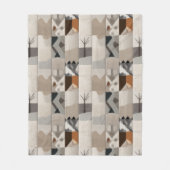 Gezellig neutraal patchwork patroon fleece deken (Voorkant)