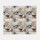 Gezellig neutraal patchwork patroon fleece deken (Voorkant (Horizontaal))