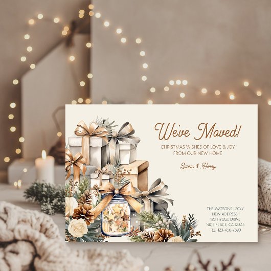 Gezellig neutraal We hebben Kerstmis verplaatst Feestdagenkaart