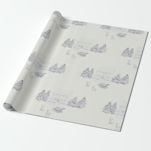 Gezellig New England Kersthuis (Grote Schaal) Cadeaupapier