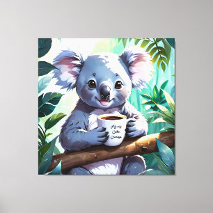 Gezellig Oerwoud Koala Coffee Canvas Afdruk
