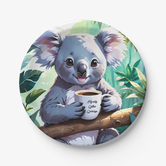 Gezellig Oerwoud Koala Coffee Papieren Bordje (Voorkant)