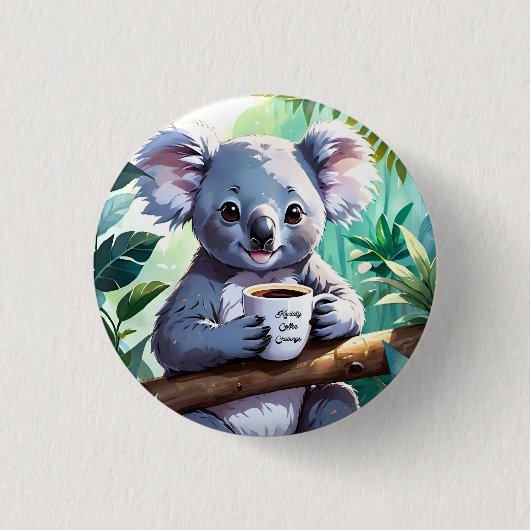 Gezellig Oerwoud Koala Coffee Ronde Button 3,2 Cm (Voorkant)