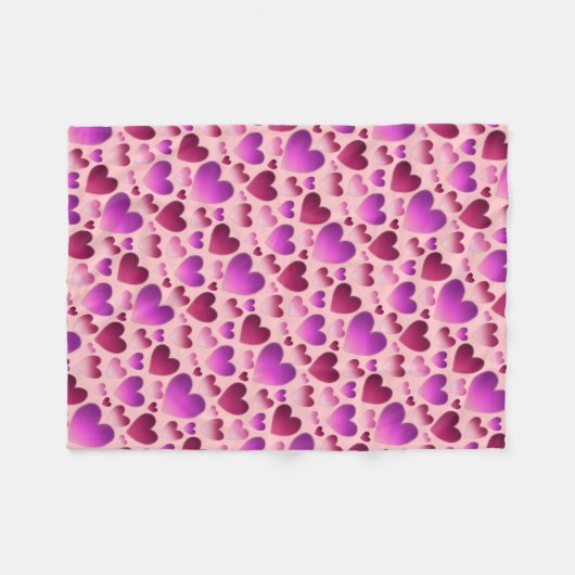 Gezellig onder een blos "Weiland van harten" Fleece Deken (Voorkant (Horizontaal))