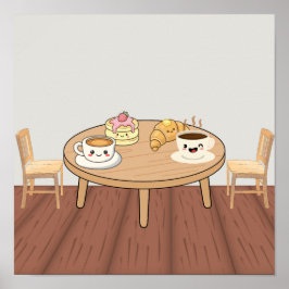 Gezellig Ontbijt Café Poster | Koffie, Pannenkoeke
