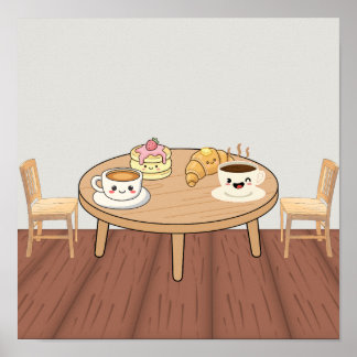 Gezellig Ontbijt Café Poster | Koffie, Pannenkoeke