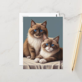 Gezellig paar Ragdoll Cats Fluffy Pet Art Briefkaart