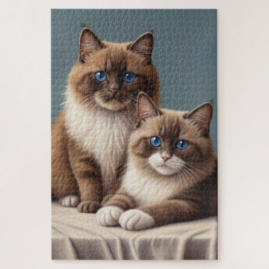 Gezellig paar Ragdoll Cats Fluffy Pet Art Legpuzzel (Verticaal)
